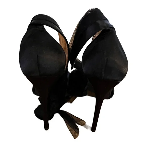 New Cape Robbin Stiletto Heels "Alza" SIZE 7.5 M Black with Black Lace Ribbon - Picture 5 of 6